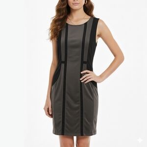 🟣 XS/S Maldita Grey and Black Colorblock Sleeveless Shift Dress